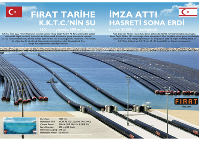 PE 1600 Pipe Line For Turkey Cyprus Water Supply Project
