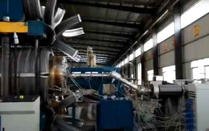 Vertical Type Double Wall Corrugated Pipe Extrusion Line Video